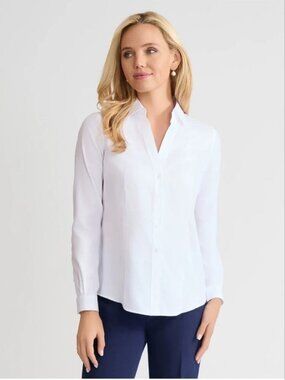 $79 Jones New York Easy-Care Button-Up Shirt White Non - Iron Size M